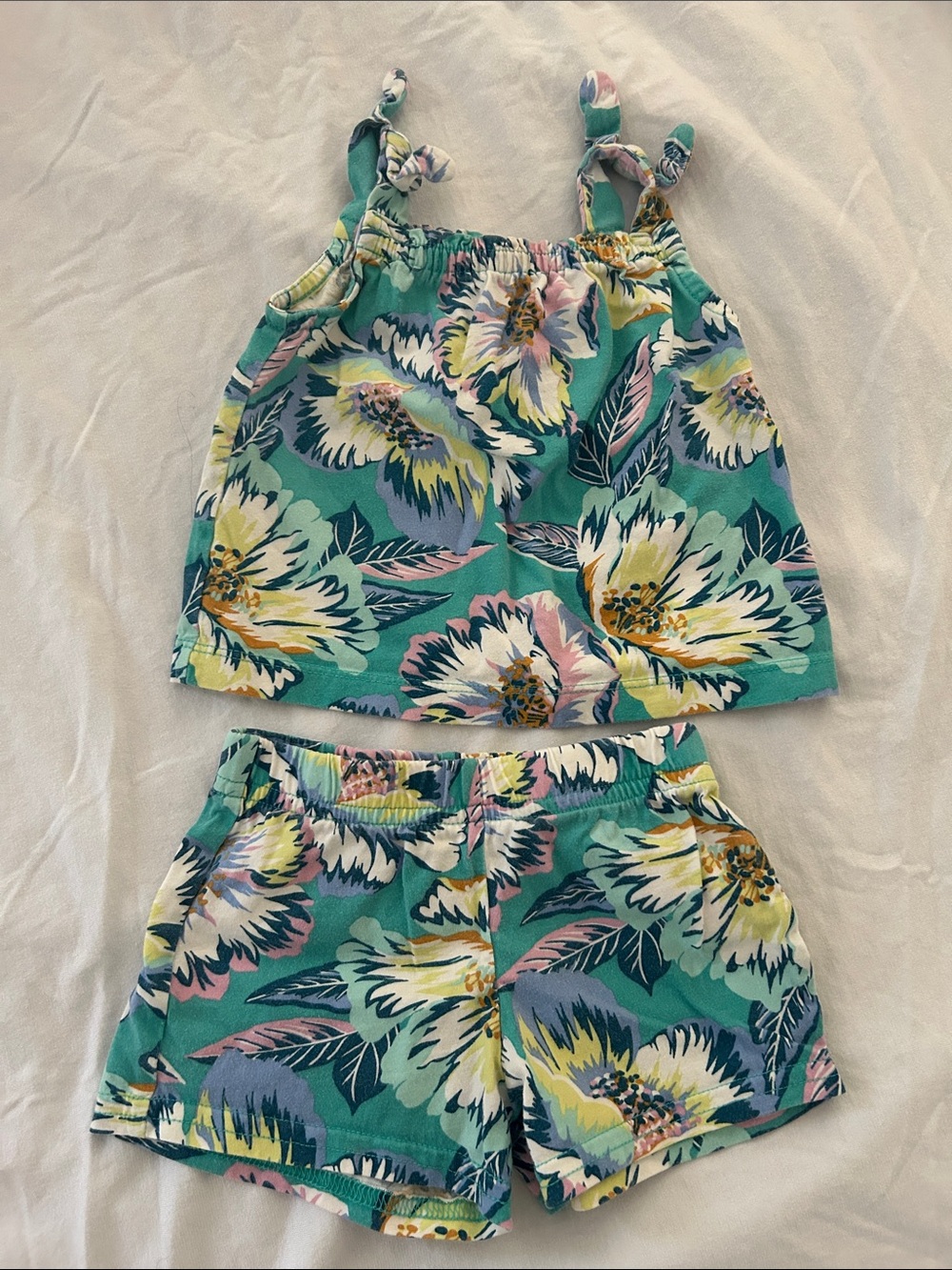 Carter's Turquoise Floral Tank & Shorts Set
